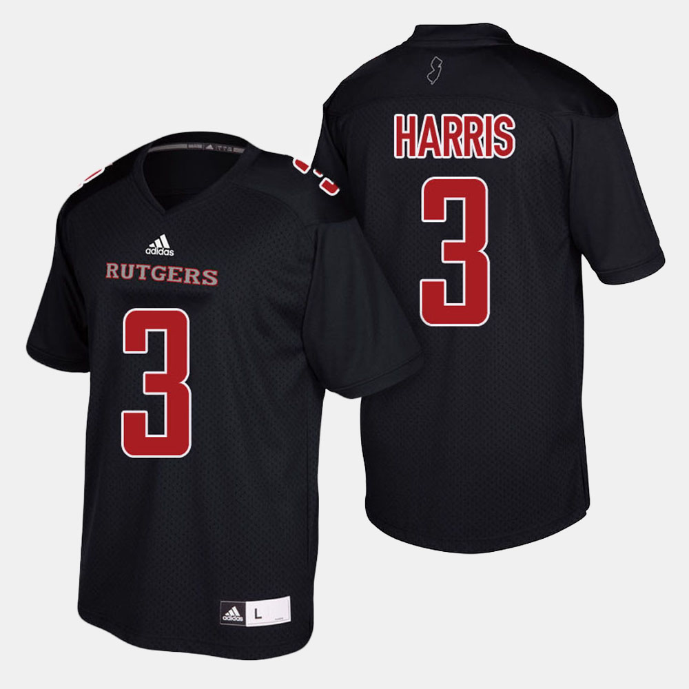 Men's Rutgers Scarlet Knights #3 Jawuan Harris Black Adidas College Football Jersey