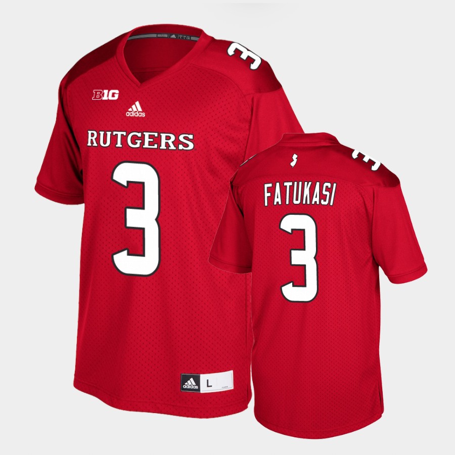 Men's Rutgers Scarlet Knights #3 Olakunle Fatukasi Scarlet Adidas College Football Jersey