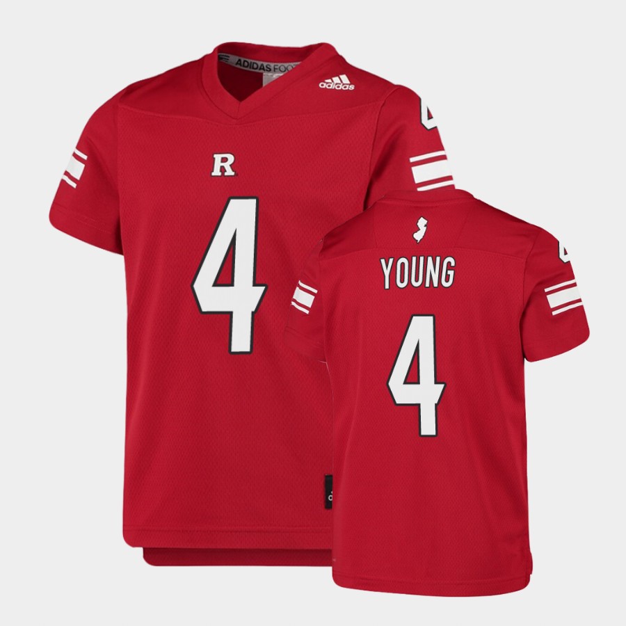 Men's Rutgers Scarlet Knights #4 Aaron Young Scarlet Adidas College Football Jersey