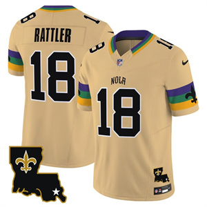 Men's Saints 2025 New Orleans City Vapor Limited Jersey - All Stitched Spencer Rattler  18