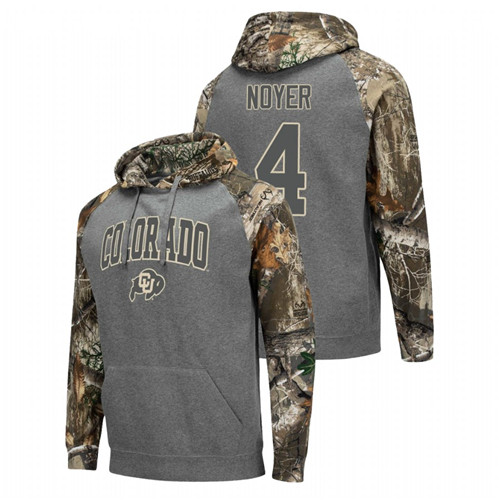 Men's Sam Noyer Colorado Buffaloes College Football Charcoal Realtree Camo Raglan Hoodie