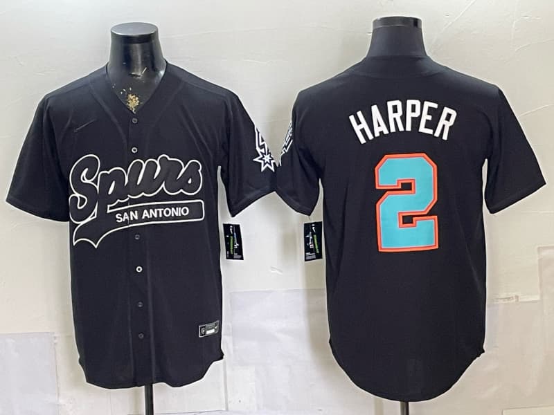 Men's San Antonio Spurs  2 harper Black 2025-26 City  Edition Swingman Stitched Basketball Jersey