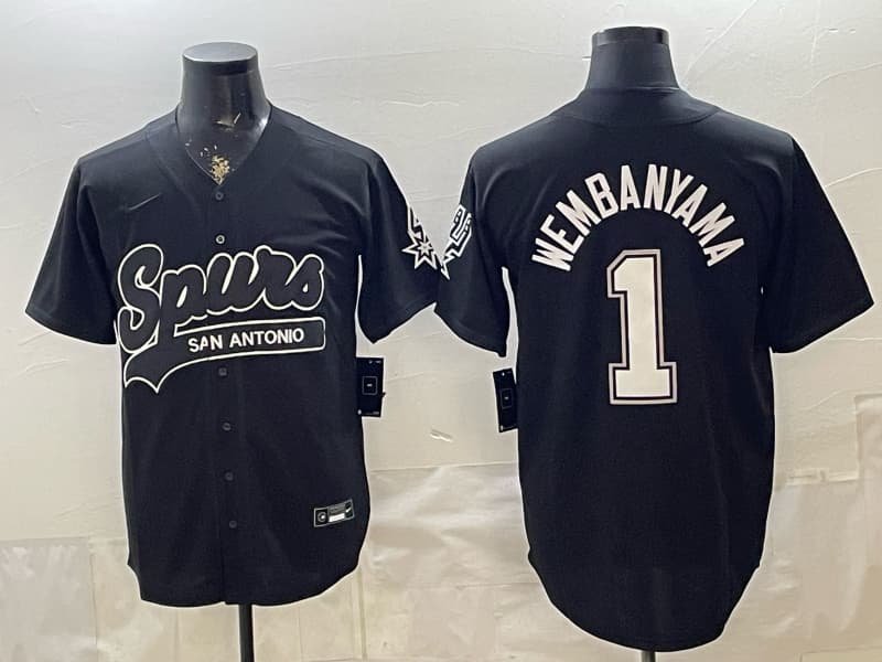 Men's San Antonio Spurs #1 Victor Wembanyama Black 2025-26 City Edition Swingman  Stitched Basketball Jersey