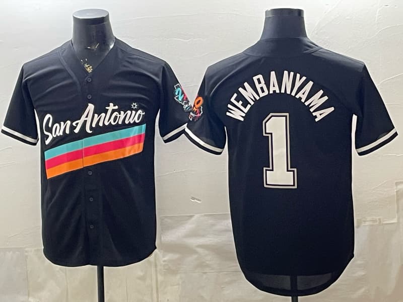 Men's San Antonio Spurs #1 Victor Wembanyama Black 2025-26 City Edition Swingman Stitched  Basketball Jersey
