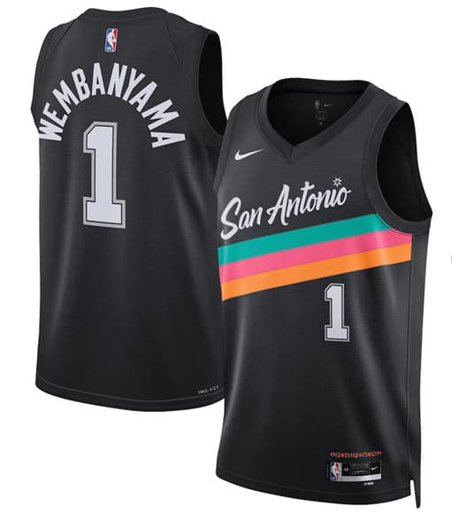 Men's San Antonio Spurs #1 Victor Wembanyama Black 2025-26 City Edition Swingman Stitched Basketball Jersey