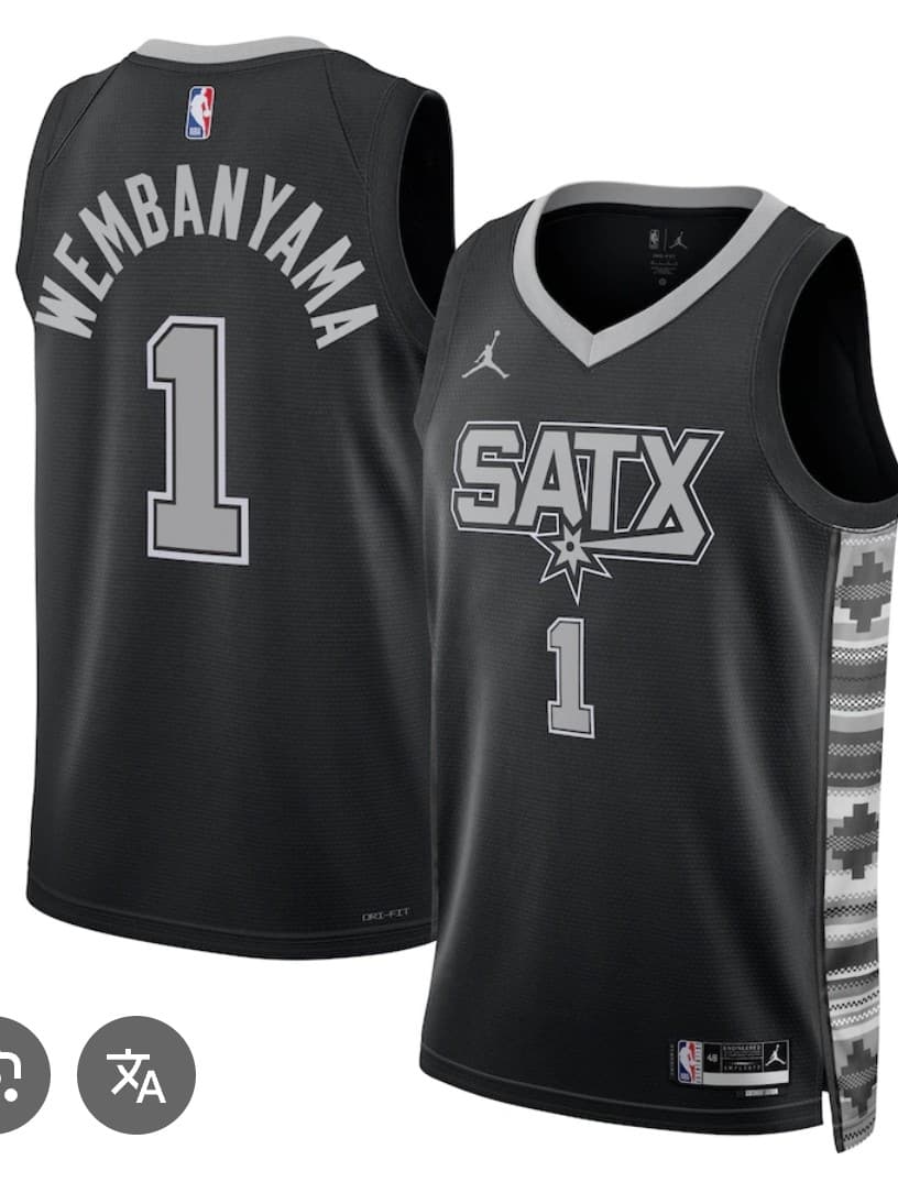 Men's San Antonio Spurs #1 Victor Wembanyama Black 2025 Statement Edition Stitched Basketball Jersey