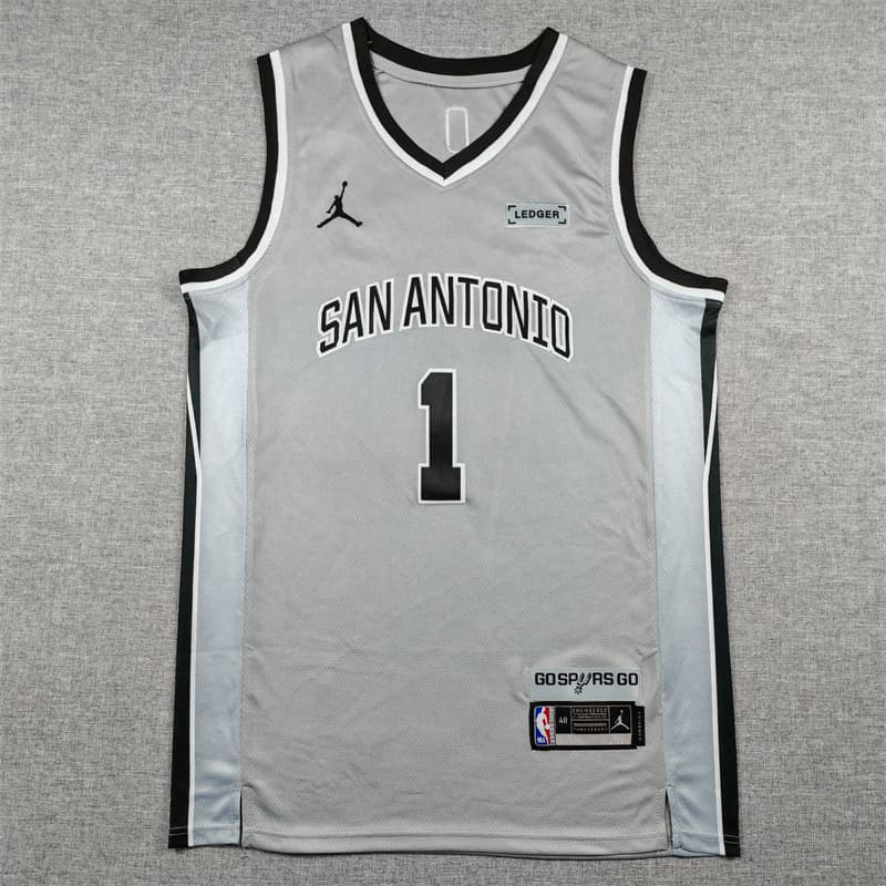 Men's San Antonio Spurs #1 Victor Wembanyama Silver  2025 Statement Edition Stitched Basketball Jersey