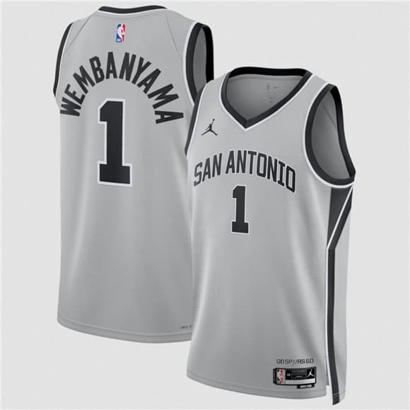 Men's San Antonio Spurs #1 Victor Wembanyama Silver 2025 Statement Edition Stitched Basketball Jersey