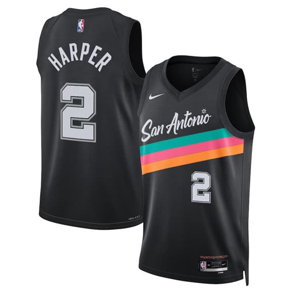 Men's San Antonio Spurs #2 Dylan Harper Black 2025-26 City Edition Swingman Stitched Basketball Jersey