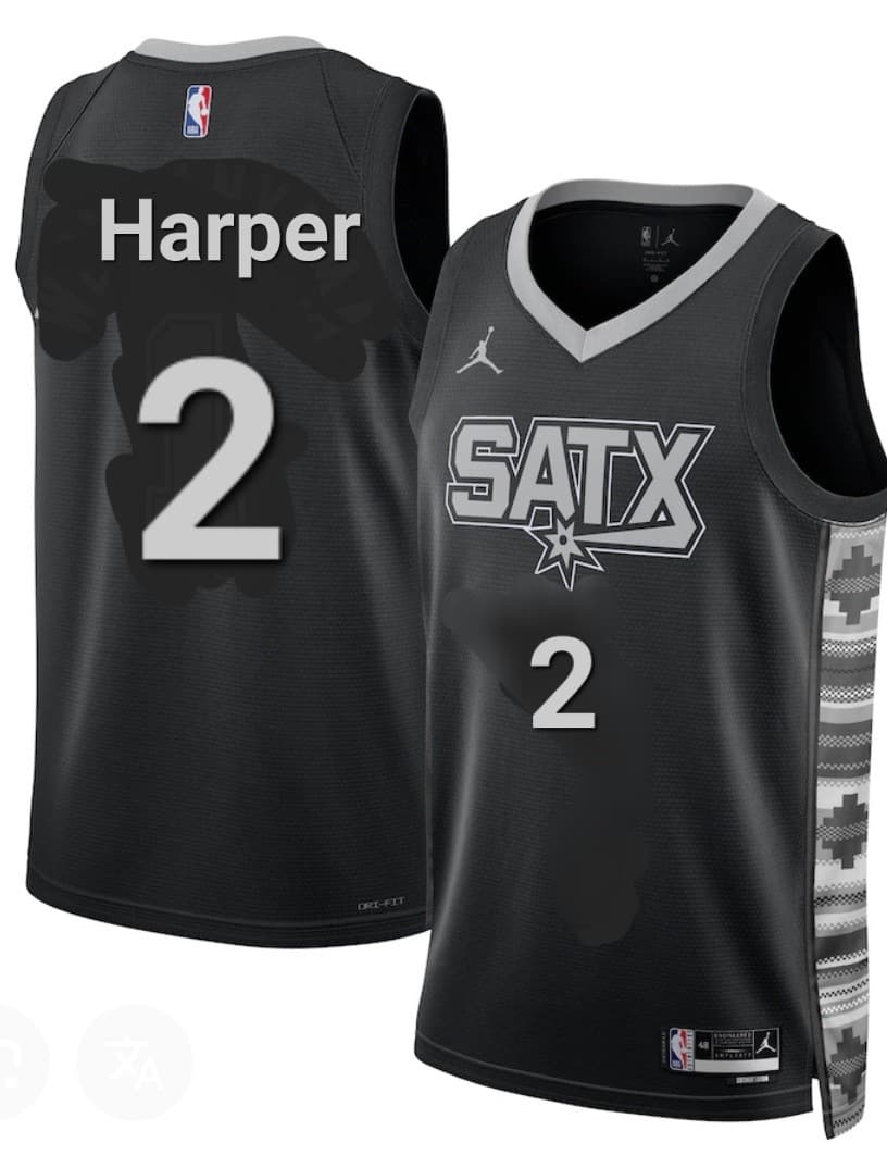 Men's San Antonio Spurs #2 Dylan Harper Gray Black Statement Edition Stitched Basketball Jersey
