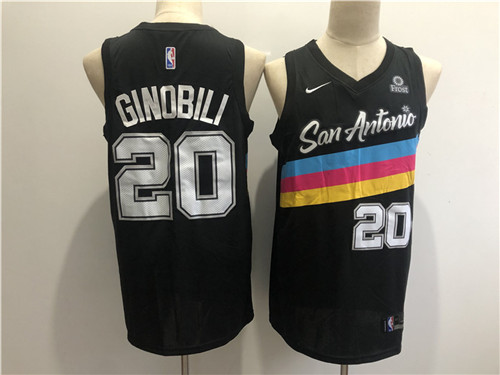 Men's San Antonio Spurs #20 Manu Ginobili Black 2021 Nike City Edition Swingman Stitched NBA Jersey With The NEW Sponsor Logo