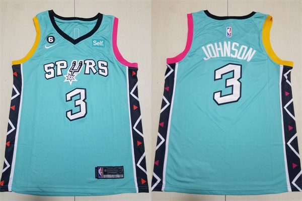 Men's San Antonio Spurs #3 Keldon Johnson Teal 2022-23 City Edition Jersey