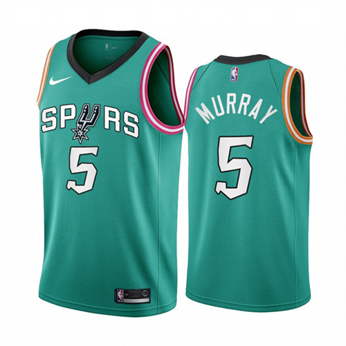 Men's San Antonio Spurs #5 Dejounte Murray 2022 23 Teal City Edition Stitched Jersey