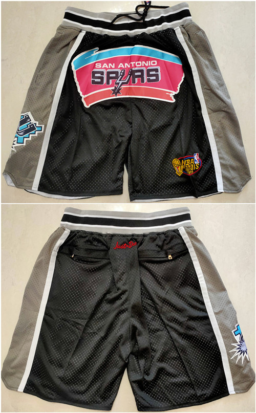 Men's San Antonio Spurs Black Grey Shorts (Run Small)