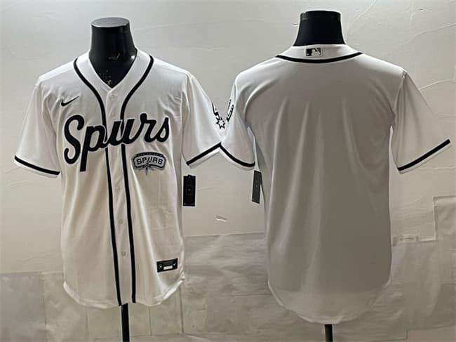 Men's San Antonio Spurs Blank White Stitched Baseball Jersey