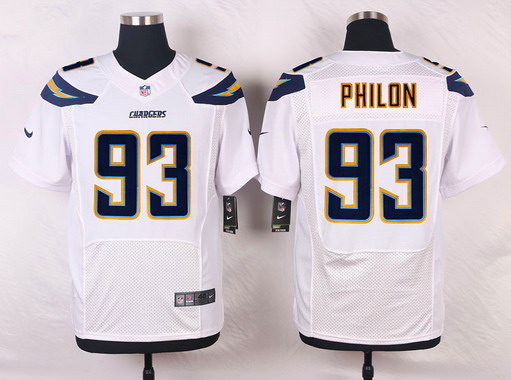 Men's San Diego Chargers #93 Darius Philon White Road NFL Nike Elite Jersey