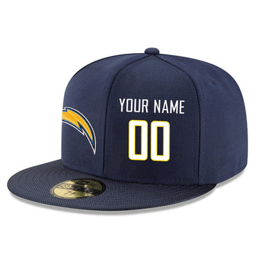 Men's San Diego Chargers Navy Color Snapback Custom Hat (Stitched any name&number)