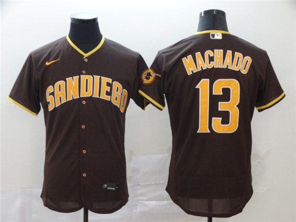 Men's San Diego Padres #13 Manny Machado Nike Brown Road Player Flex Base Baseball Jersey