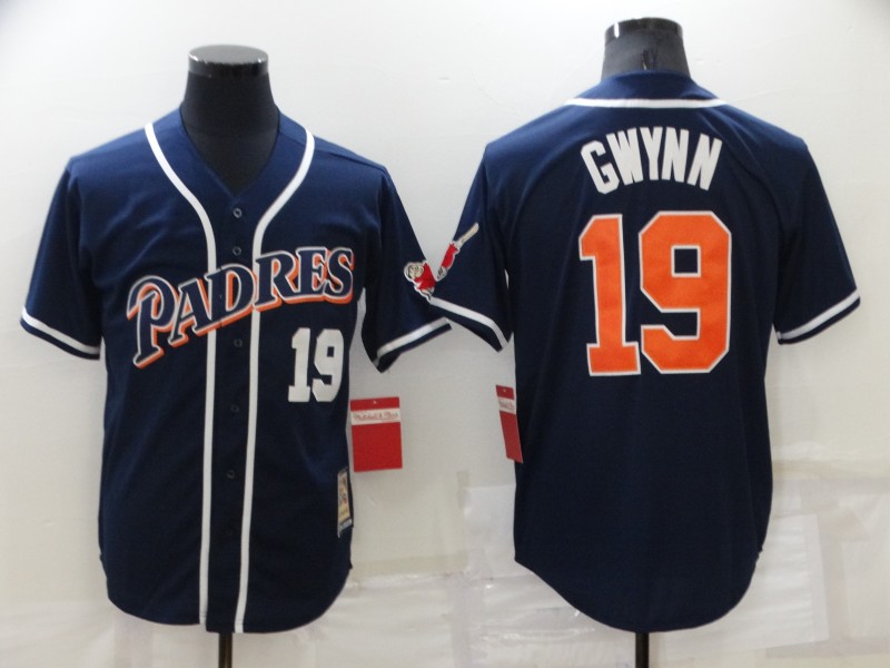 Men's San Diego Padres #19 Tony Gwynn Navy Blue Cooperstown Collection Stitched Throwback Jersey