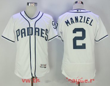 Men's San Diego Padres #2 Johnny Manziel White Home Stitched MLB 2017 Majestic Flex Base Jersey.png