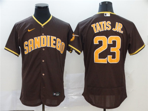 Men's San Diego Padres #23 Fernando Tatis Jr. Nike Brown Road Player Flex Base Baseball Jersey