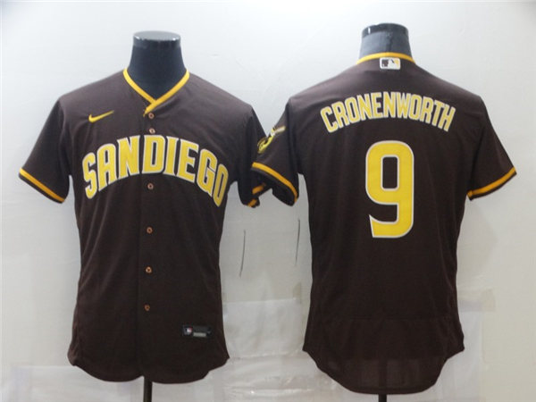 Men's San Diego Padres #9 Jake Cronenworth Nike Brown Road Player Flex Base Baseball Jersey