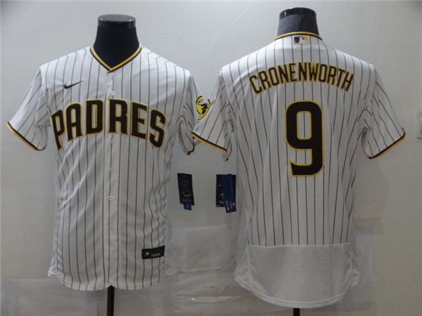 Men's San Diego Padres #9 Jake Cronenworth Nike White Brown Home Flex Base Baseball Jersey