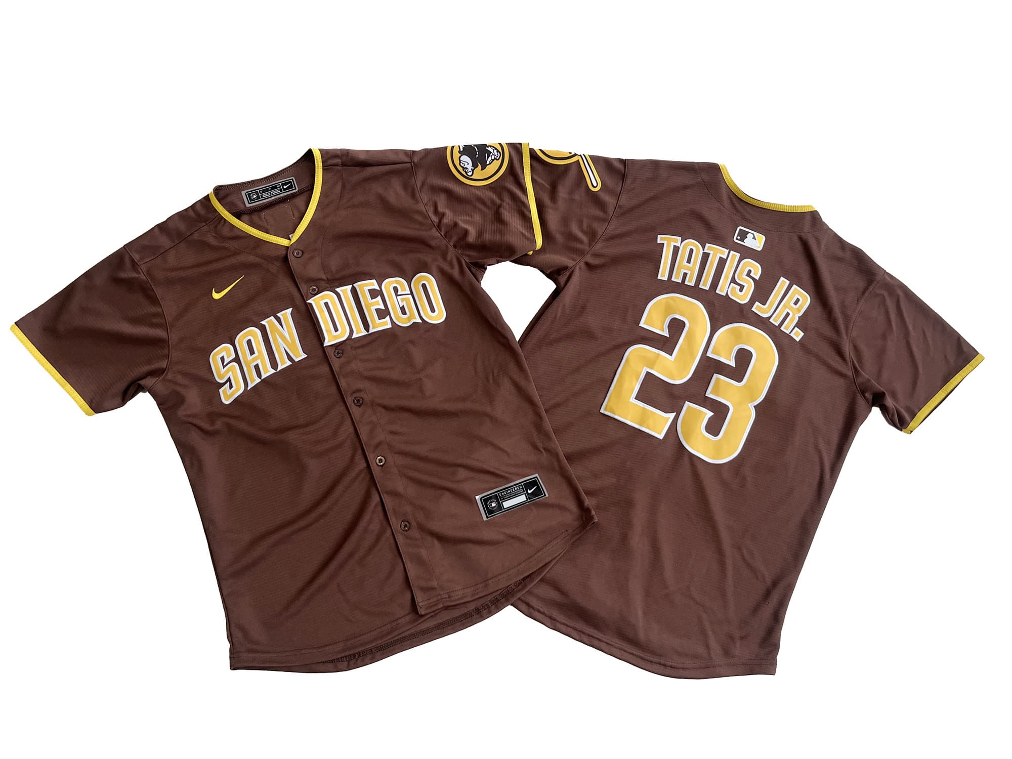 Men's San Diego Padres 23# Tatis Jr. Nike Brown Road Limited Player Jersey