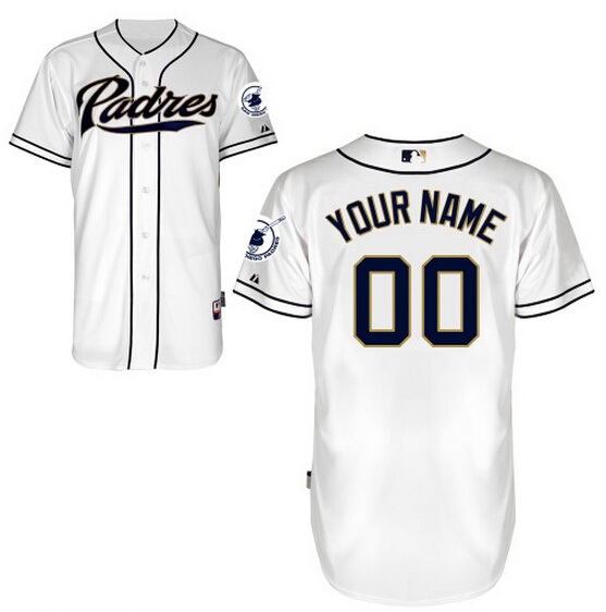 Men's San Diego Padres Authentic Personalized Home White MLB Jersey Cheap