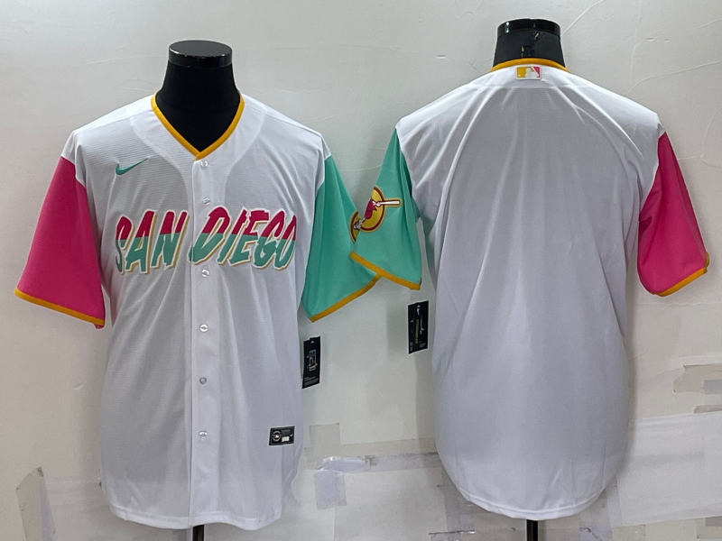 Men's San Diego Padres Blank White 2022 City Connect Cool Base Stitched Jersey的副本