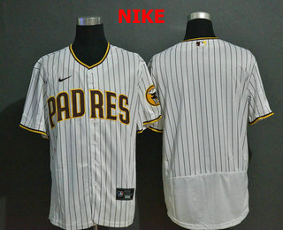 Men's San Diego Padres Blank White Pinstripe Stitched MLB Flex Base Nike Jerse