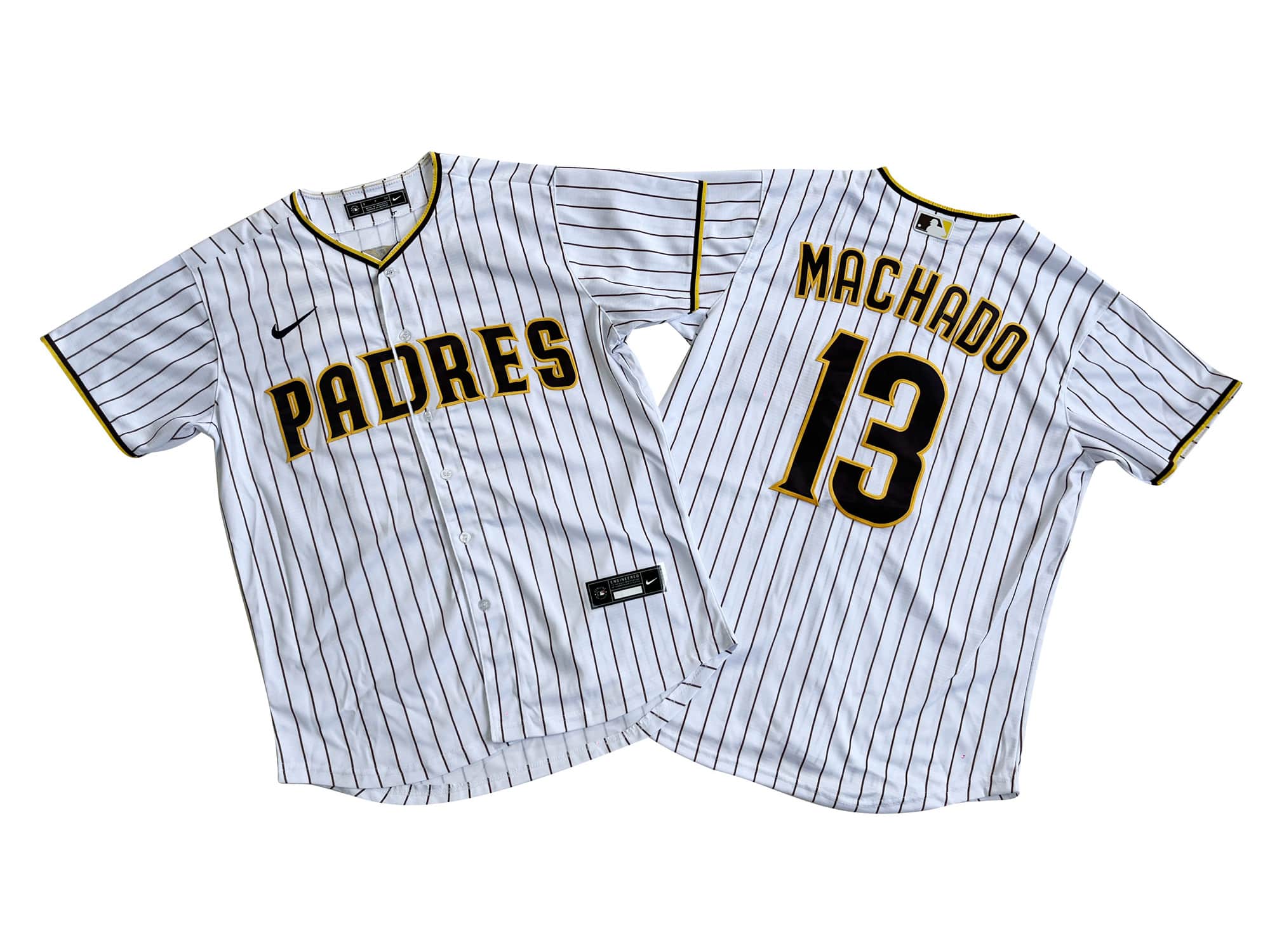 Men's San Diego Padres Manny Machado Nike White Alternate Replica Player Jersey.