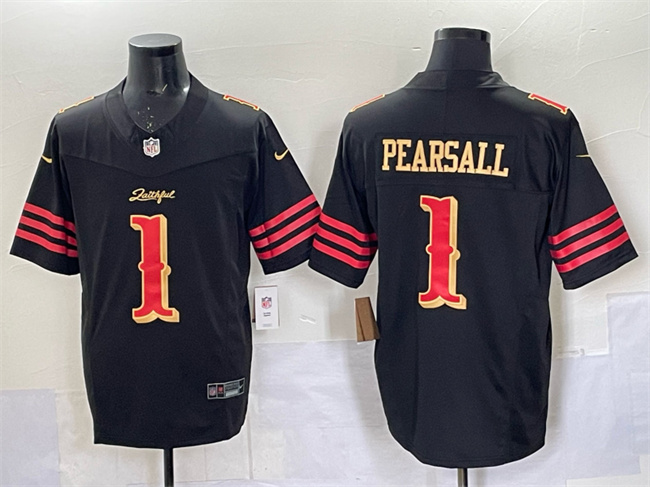 Men's San Francisco 49ers #1 Ricky Pearsall Black 2025 F.U.S.E. a??Rivalriesa?? Vapor Limited Stitched Football Jersey