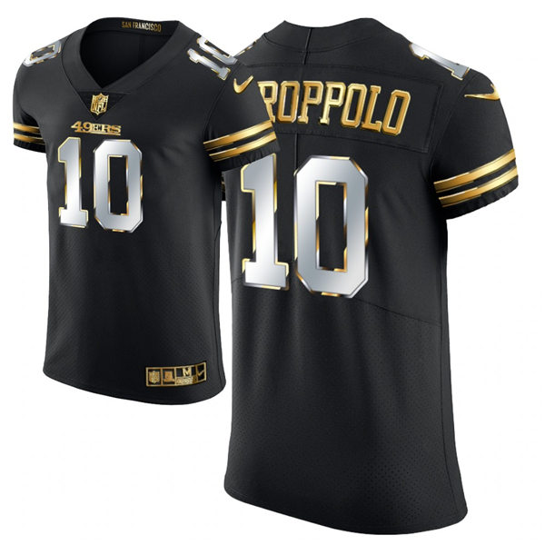 Men's San Francisco 49ers #10 Jimmy Garoppolo 2021 Nike Black Golden Edition Vapor Limited Jersey