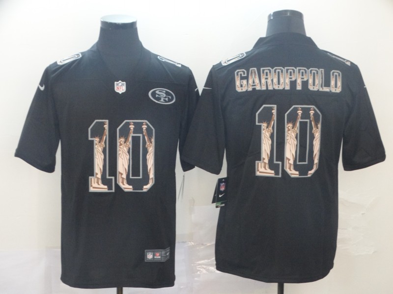 Men's San Francisco 49ers #10 Jimmy Garoppolo Black Nike Statue Of Liberty Legend Jersey