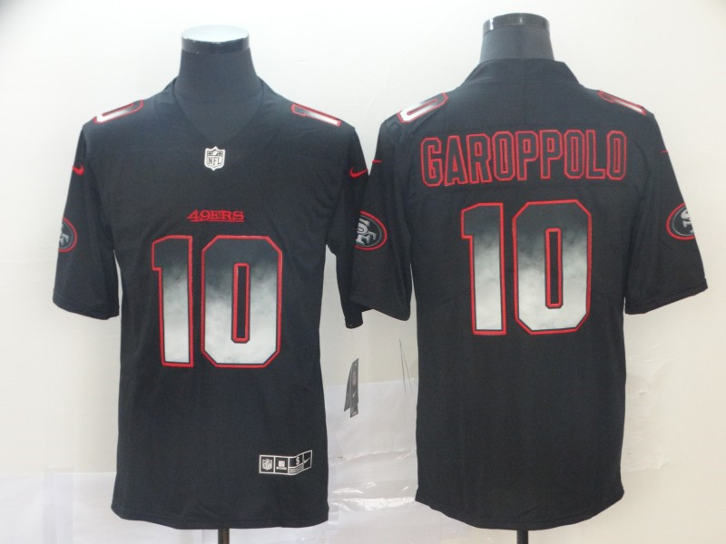 Men's San Francisco 49ers #10 Jimmy Garoppolo NFL TEAMS Black Smoke Fashion Limited Jersey