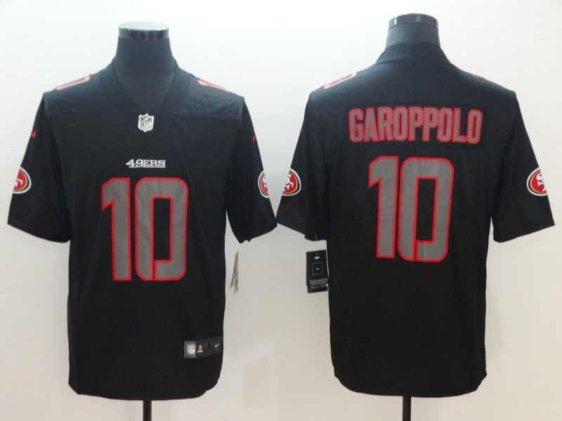 Men's San Francisco 49ers #10 Jimmy Garoppolo Nike Fashion Impact Black Color Rush Limited Jersey