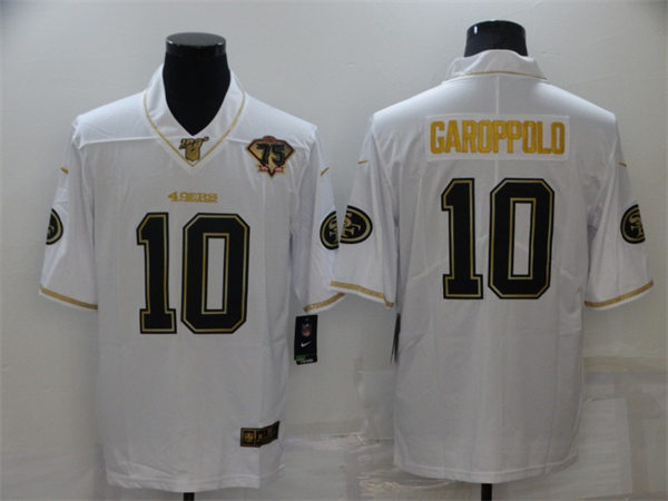 Men's San Francisco 49ers #10 Jimmy Garoppolo Nike White Gold Retro Football Jersey