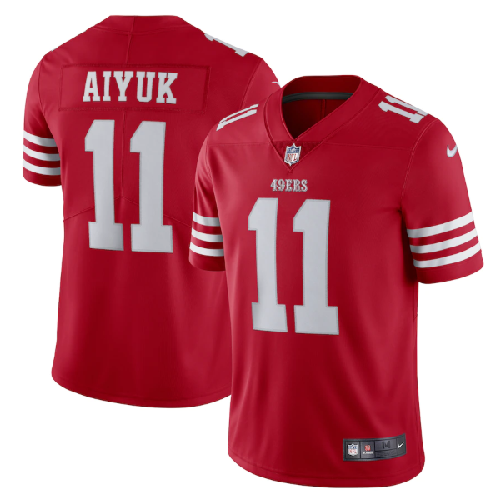 Men's San Francisco 49ers #11 Brandon Aiyuk 2022 New Scarlet Vapor Untouchable Stitched Football Jersey