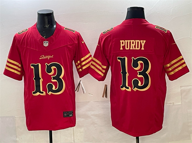 Men's San Francisco 49ers #13 Brock Purdy Red Gold 2025 F.U.S.E. a??Rivalriesa?? Vapor Limited Football Stitched Jersey