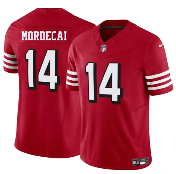 Men's San Francisco 49ers #14 Tanner Mordecai New Red 2025 F.U.S.E. Vapor Untouchable Limited Football Stitched Jersey