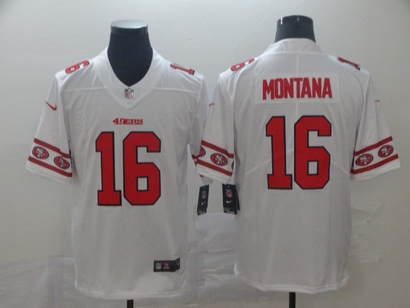 Men's San Francisco 49ers #16 Joe Montana Nike NFL team logo cool edition jerseys