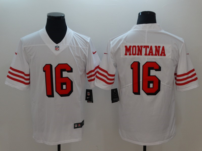 Men's San Francisco 49ers #16 Joe Montana Nike White Vapor Untouchable Color Rush Limited Player Jersey