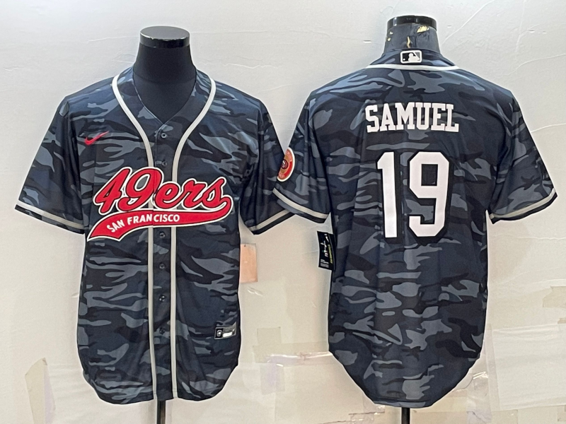 Men's San Francisco 49ers #19 Deebo Samuel Grey Camo With Patch Cool Base Stitched Baseball Jersey的副本