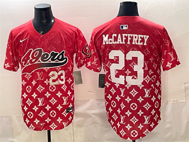 Men's San Francisco 49ers #23 Christian McCaffrey Red Limited Stitched Baseball Jersey