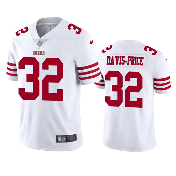 Men's San Francisco 49ers #32 Tyrion Davis-Price Nike White Vapor Limited Player Jersey