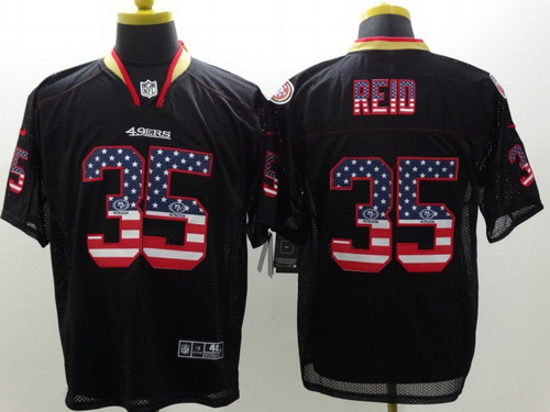 Men's San Francisco 49ers #35 Eric Reid 2014 USA Flag Fashion Black Nik Elite Jerseys