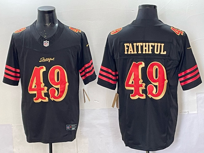 Men's San Francisco 49ers #49 Faithful Black 2025 F.U.S.E. a??Rivalriesa?? Vapor Limited Stitched Football Jersey