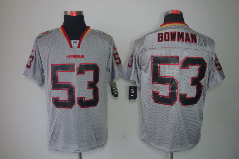 Men's San Francisco 49ers #53 Navorro Bowman Jersey Nik Elite Lights Out Gray