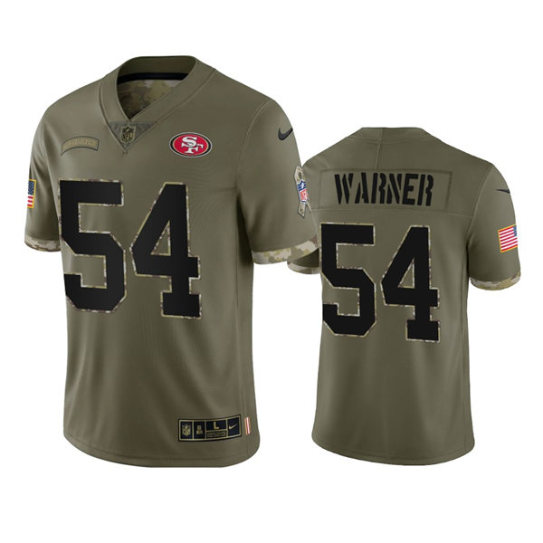 Men's San Francisco 49ers #54 Fred Warner Olive 2022 Salute To Service Limited Jersey